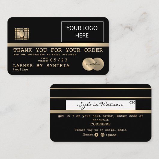 Je creditcard toevoegen Bedankt voor je zakelijke  Visitekaartje (Voorkant / Achterkant)