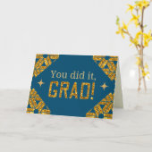 Je deed het Glitter Afstuderen Kaart (Gele Bloem)