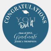 Je deed het klasse van 2024 Congrats Afstuderen Ronde Sticker (Voorkant)