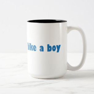 Je denkt als een jongen tweekleurige koffiemok