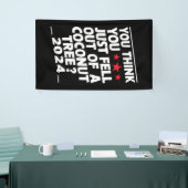 Je denkt dat je net uit een kokosnootboom gevallen spandoek (Beurs)