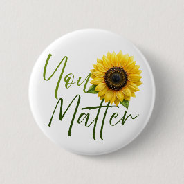 Je doet ertoe met zonnebloem ronde button 5,7 cm