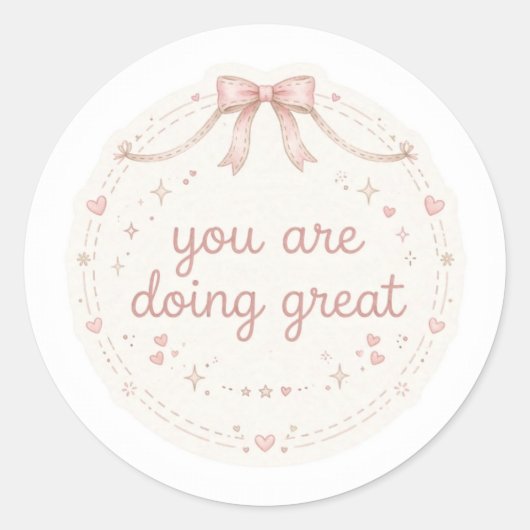 Je Doet Het Geweldig Roze Lint Sticker (Voorkant)