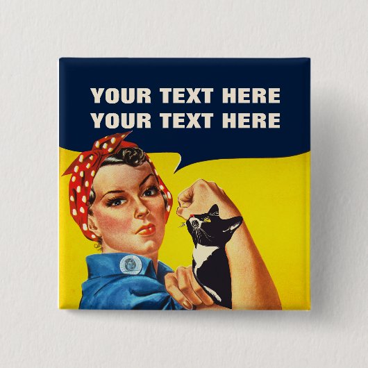 Je doet het, Rosie de Riveter Feminist Vierkante Button 5,1 Cm (Voorkant)