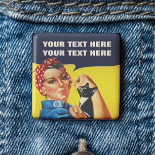 Je doet het, Rosie de Riveter Feminist Vierkante Button 5,1 Cm