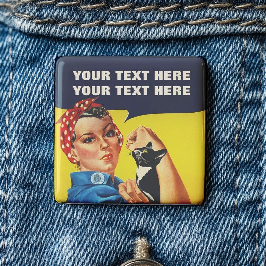 Je doet het, Rosie de Riveter Feminist Vierkante Button 5,1 Cm