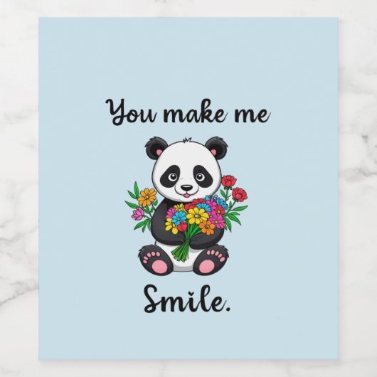 Je doet me Schattigee panda glimlachen Wijn Etiket (Enkel label)