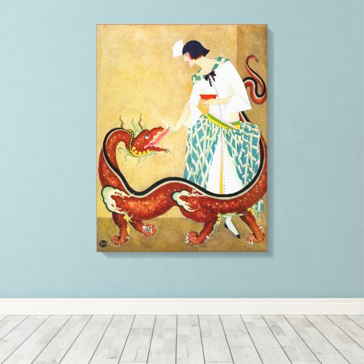 Je draak voeden canvas afdruk (Insitu (Houten vloer))