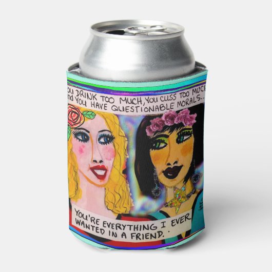 je drink te veel en je stoot te veel en blikjeskoeler (Blikje Voorkant)