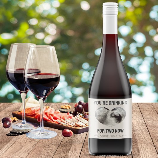 "Je Drink voor twee" Zwangerschapsaankondiging Wijn Etiket