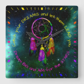 Je dromen dromen dromen Boho Chic Vierkante Klok (Voorkant)