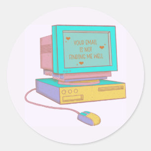 Je e-mail komt niet bij me binnen Funny Retro Ronde Sticker