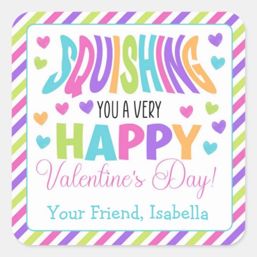 Je een gelukkige Valentijnsdag uitstrijken Vierkante Sticker (Voorkant)