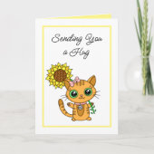 Je een Hug sturen | Cute Kitten en Sunflower Kaart (Voorkant)