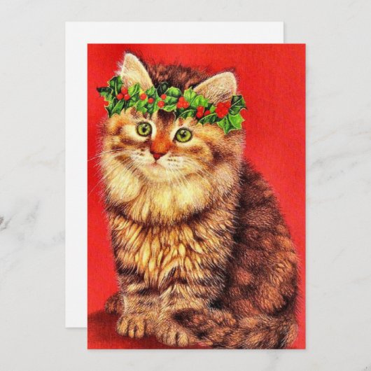  je een Meowy kerstkat toewensen Feestdagenkaart (Voorkant / Achterkant)