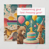 "Je eerste geweldige jaar vieren!" Briefkaart (Voorkant / Achterkant)
