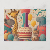 "Je eerste geweldige jaar vieren!" Briefkaart (Achterkant)