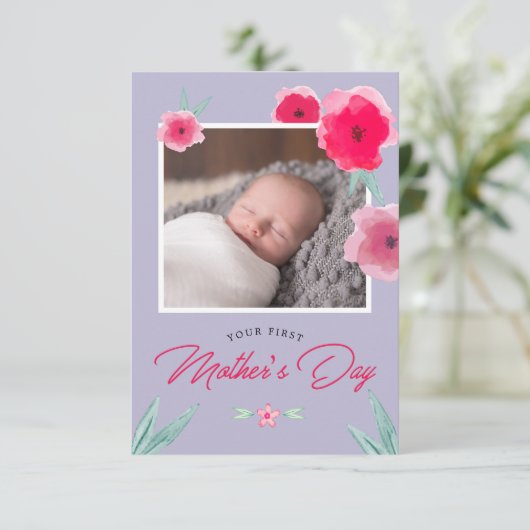 Je eerste Moederdag fotoplatte kaart (Staand voorkant)