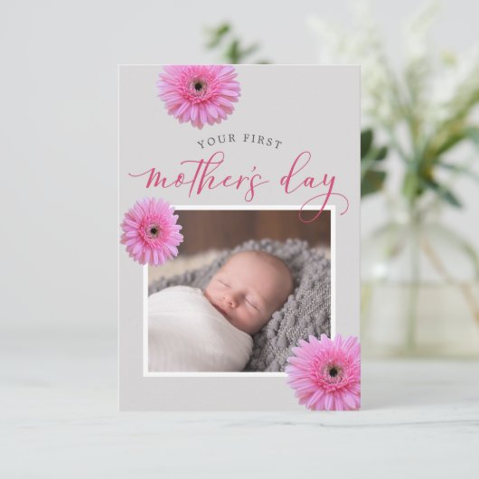 Je eerste Moederdag-fotoplatte kaart (Staand voorkant)