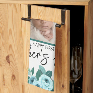 Je eerste Moederdag Rozen Groene Foto Theedoek