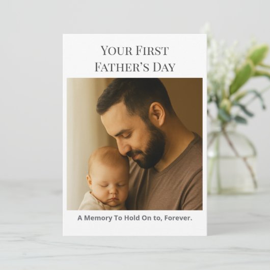 Je eerste vaderdag - aangepaste fotokaart kaart (Staand voorkant)