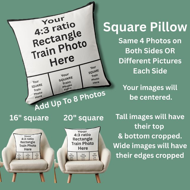 Je eigen 8 ACHT foto's op Square Pillow Kussen (Creator heeft geüpload)