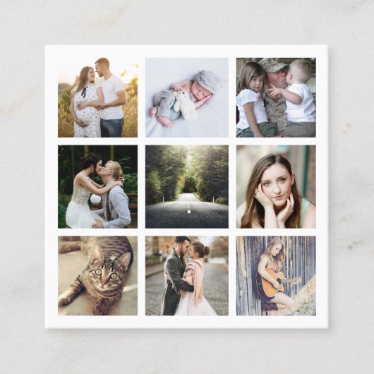 Je eigen 9 fotogalerie toevoegen | Fotografie Vierkante Visitekaartje (Voorkant)