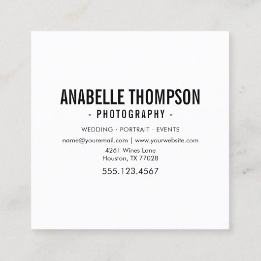 Je eigen 9 fotogalerie toevoegen | Fotografie Vierkante Visitekaartje (Achterkant)