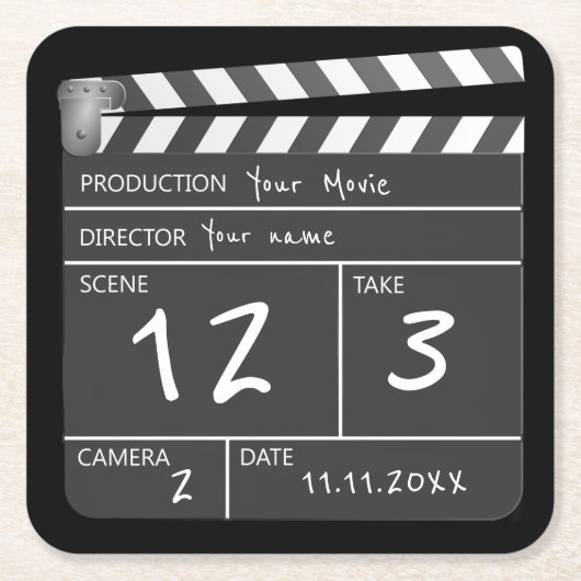 Je eigen aangepaste filmklapbord kartonnen onderzetters (Voorkant)