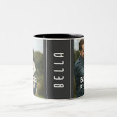 Je eigen aangepaste foto Beste hond Papa Mam Ooit  Tweekleurige Koffiemok (Center)