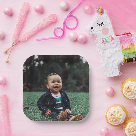 Je eigen aangepaste foto toevoegen papieren bordje (Feest)