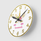 Je eigen Cute Floral Unicorn personaliseren Ronde Klok (Hoek)