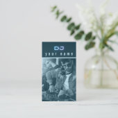 Je eigen DJ-foto techno blauwe Visitekaartje (Staand voorkant)