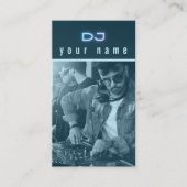 Je eigen DJ-foto techno blauwe Visitekaartje (Voorkant)