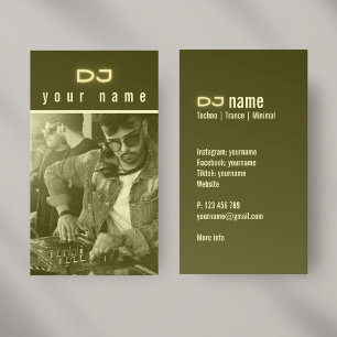 Je eigen DJ-foto techno gele Visitekaartje