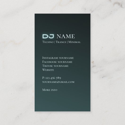 Je eigen DJ foto Visitekaartje (Achterkant)