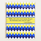 Je eigen ergste vijand citaat Geel, Blauw Argyle Planner (Voorkant)