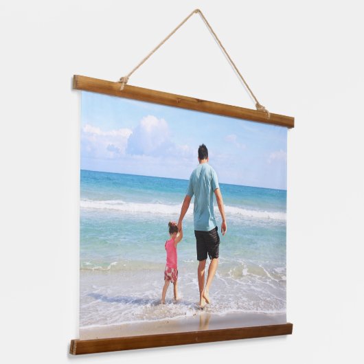 Je eigen foto en/of tekst toevoegen hangend wandkleed (Gebogen)