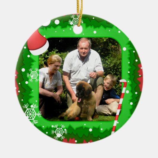 Je eigen foto in een kerstlijst! - keramisch ornament (Voorkant)