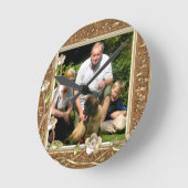 Je eigen foto in een Lijst van Golden Flowers! - Ronde Klok (Hoek)