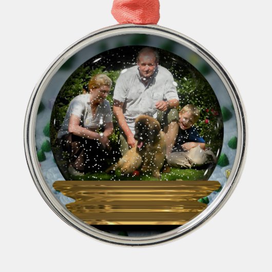 Je eigen foto in een Snowglobe Lijst! - Metalen Ornament (Voorkant)