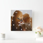 Je eigen foto-liefdeshart wit vierkante klok (Huis)