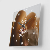 Je eigen foto-liefdeshart wit vierkante klok (Hoek)