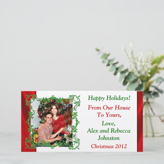 Je eigen foto op een aangepaste feestdag toevoegen feestdagenkaart (Staand voorkant)