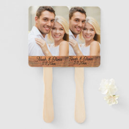 Je eigen foto Rustic Engaged Monogram Weddenschap Handwaaier