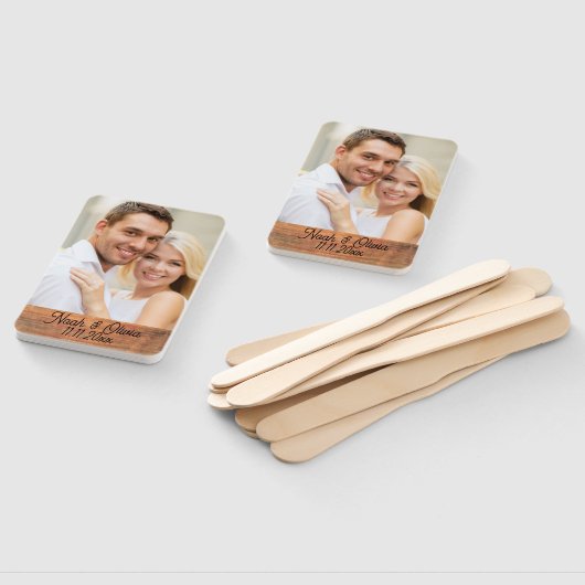 Je eigen foto Rustic Engaged Monogram Weddenschap Handwaaier (Niet-gemonteerd)