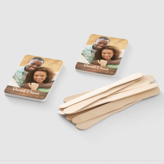 Je eigen foto Rustic Monogrammed Wedding Handwaaier (Niet-gemonteerd)