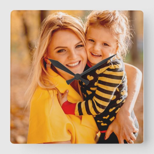 Je eigen foto toevoegen | SJABLOON Vierkante Klok (Voorkant)