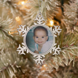 Je eigen foto toevoegen tin sneeuwvlok ornament