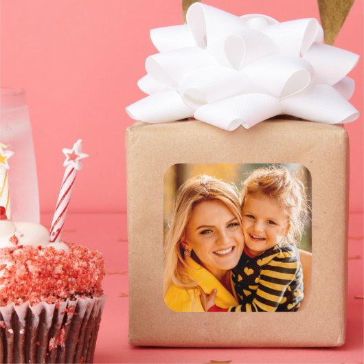 Je eigen foto toevoegen vierkante sticker (Feest)